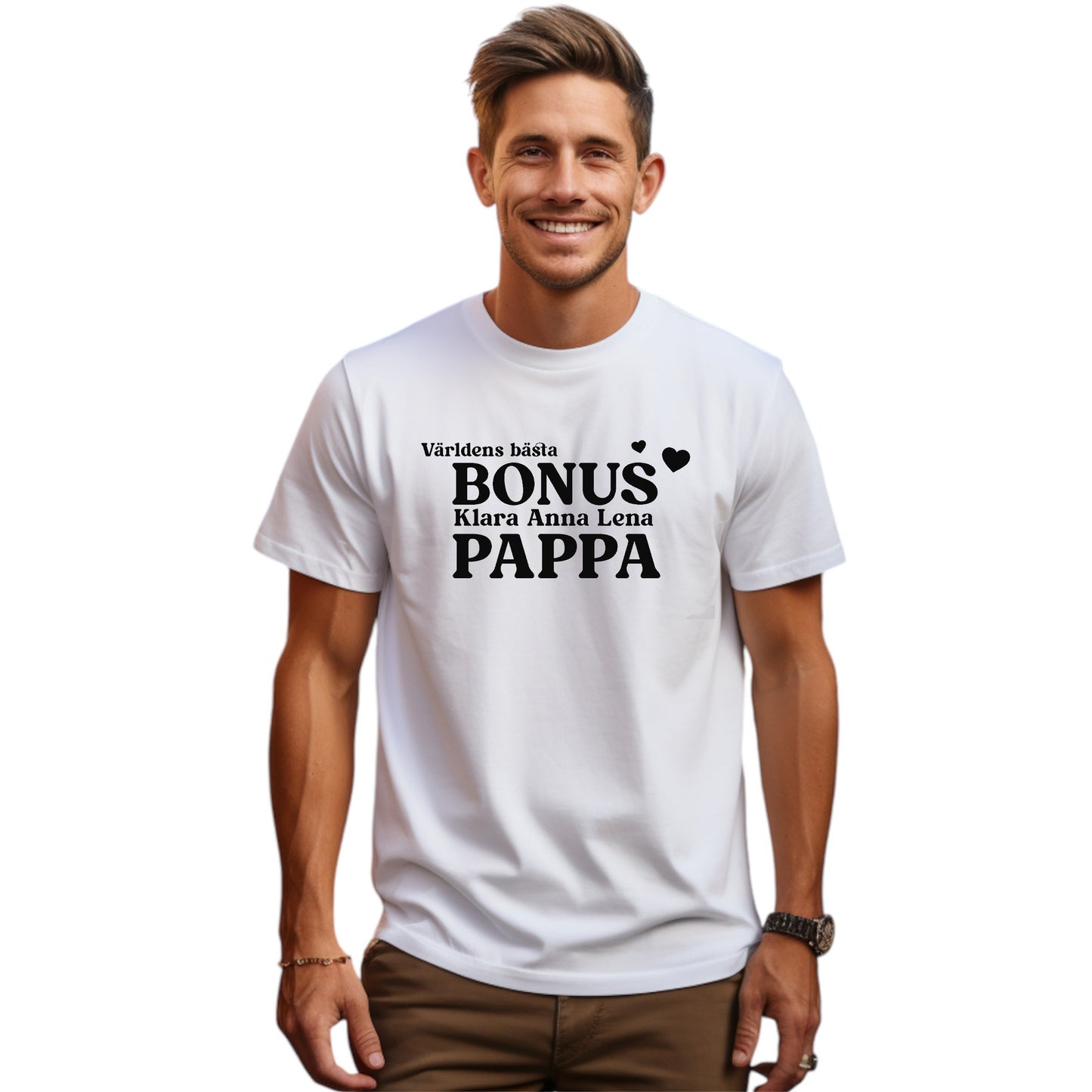 Bonus Pappa med Barnens Namn T-shirt