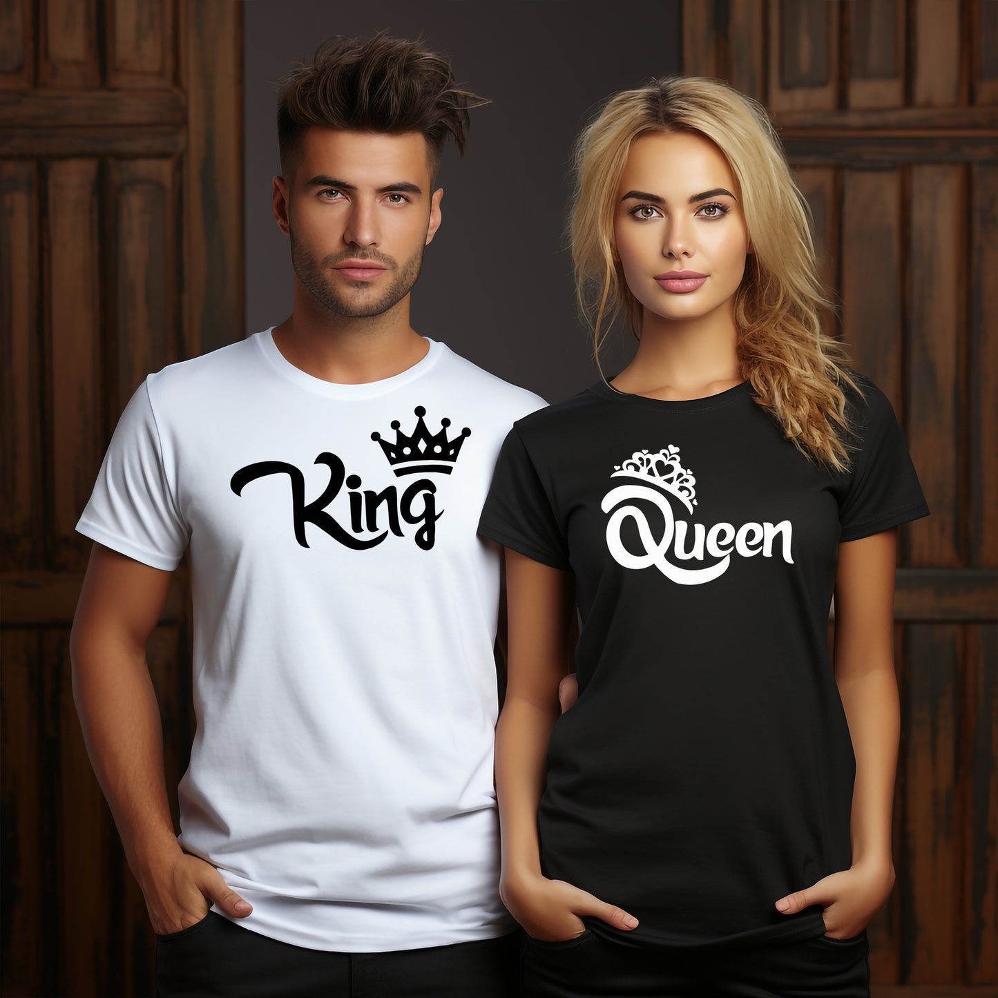 King & Queen – T-shirts för Par till Alla Hjärtans Dag