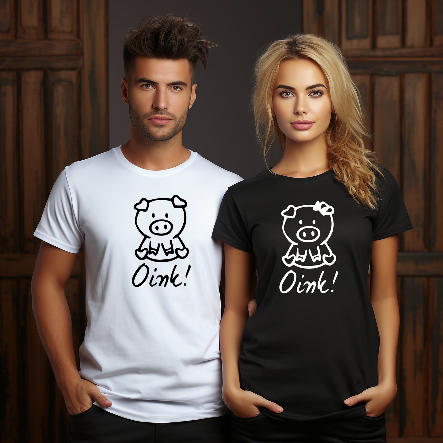 Oink Grisar – Matchande T-shirts för Par