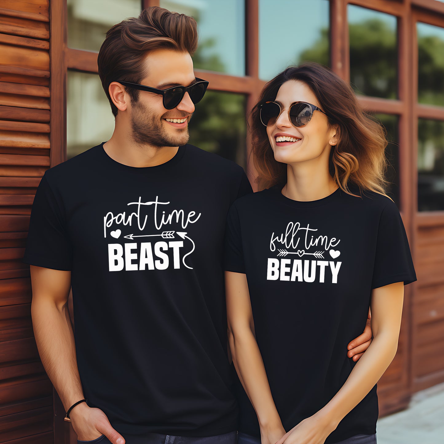 Part-Time Beast & Full-Time Beauty – T-shirts för Par