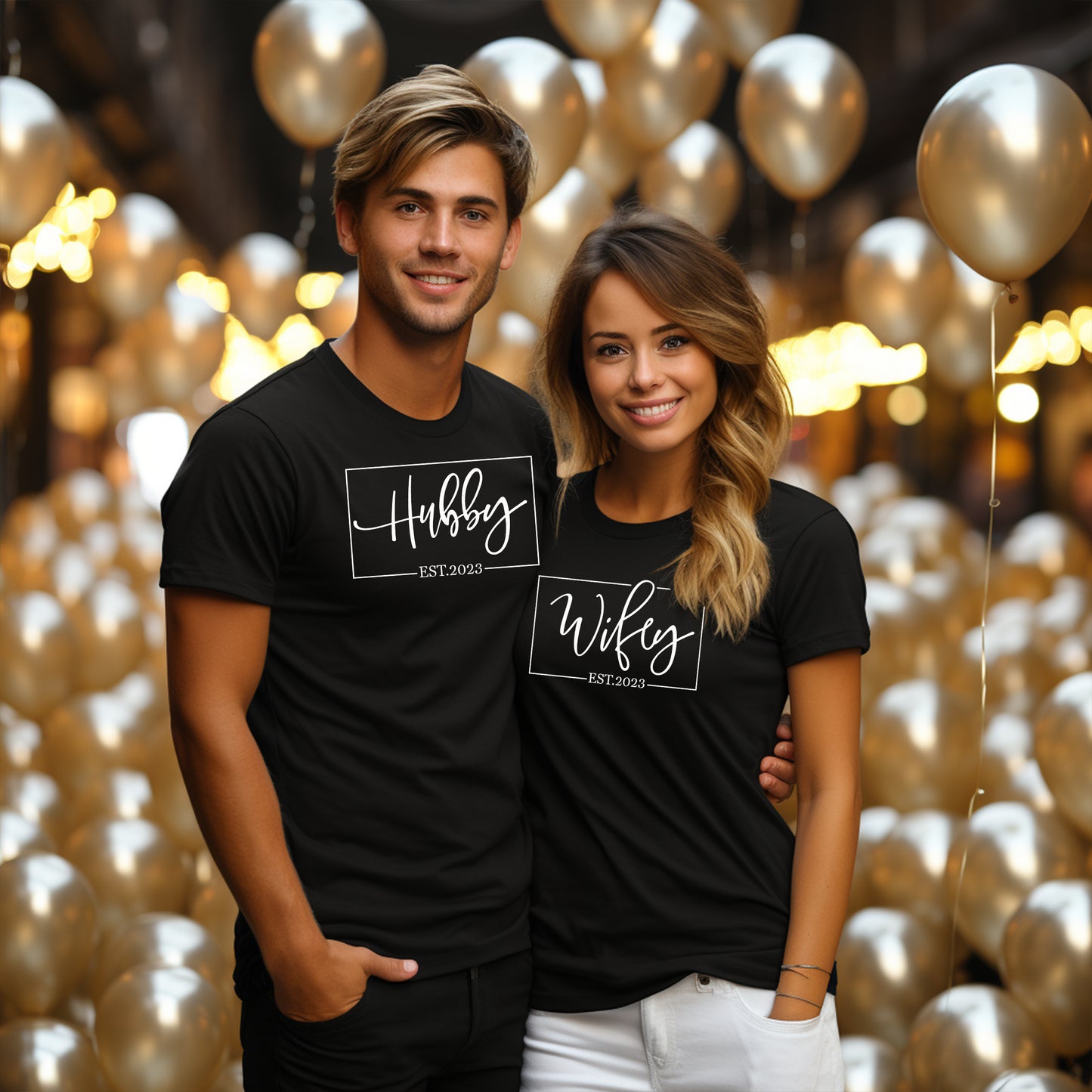 Hubby & Wifey – Matchande T-shirts för Par